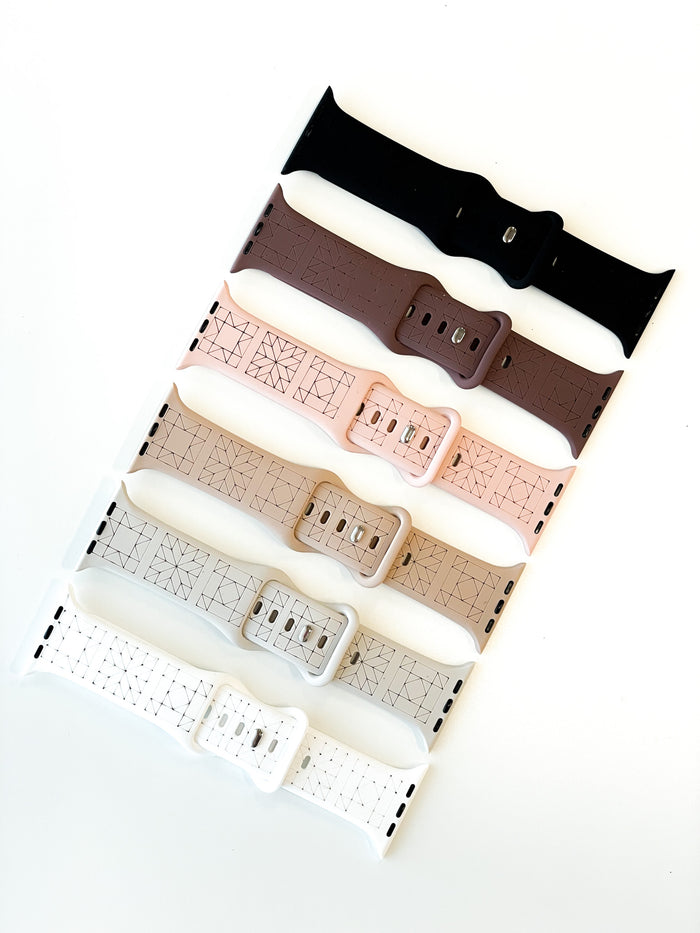 MGQS Large Watch Band - Quilt Block - Bone