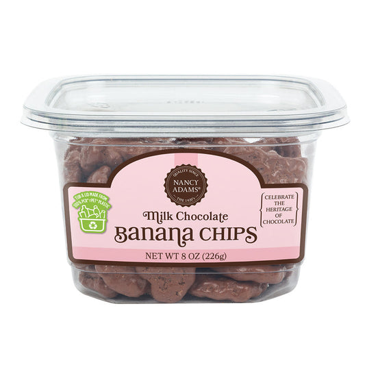 Milk Chocolate Covered Banana Chips Candy - 12 Count Tubs