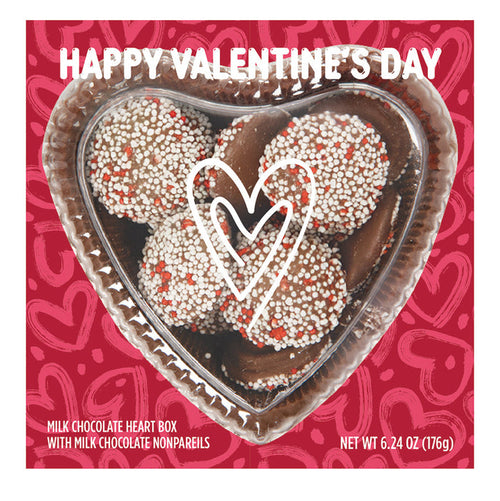 Milk Chocolate Heart Candy with Nonpareils - 12 Count
