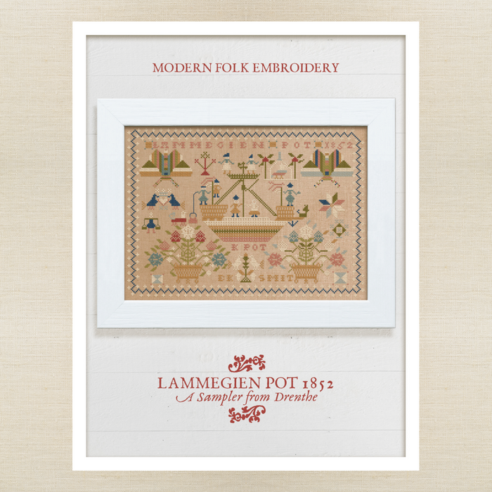 Modern Folk Embroidery - Lammegien Pot 1852 - Booklet Chart and/or Roxy Floss