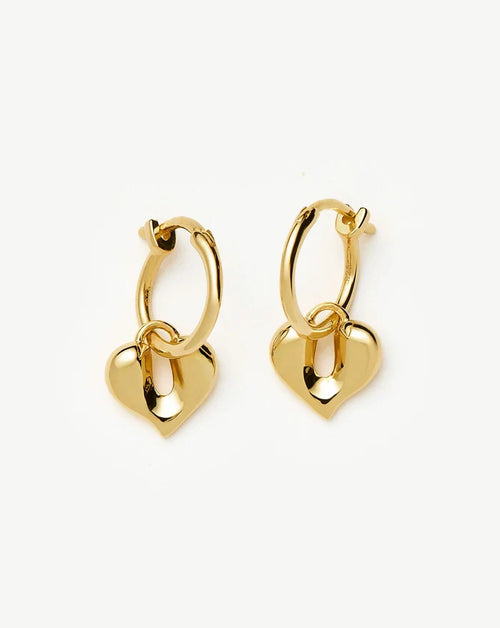 Molten Heart Charm Hoop Earrings | 18k Gold Vermeil Earrings Missoma
