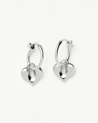 Molten Heart Charm Hoop Earrings | Sterling Silver Earrings Missoma