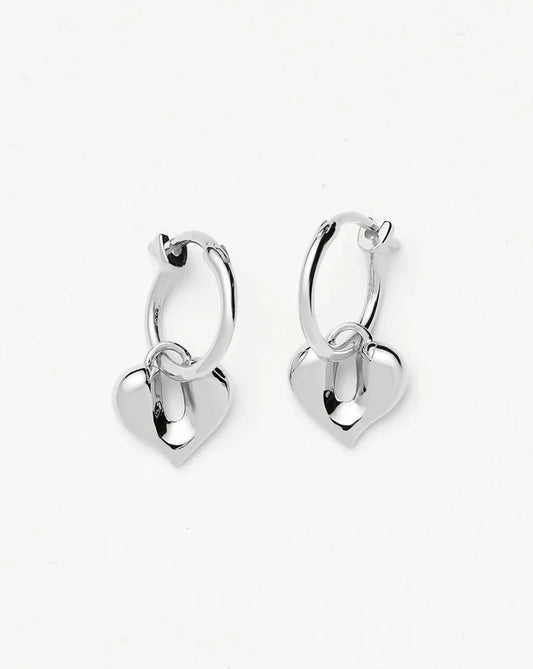 Molten Heart Charm Hoop Earrings | Sterling Silver Earrings Missoma
