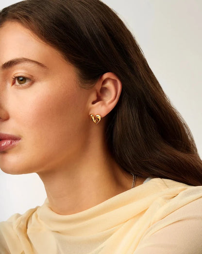 Molten Heart Stud Earrings | 18k Gold Plated Earrings Missoma