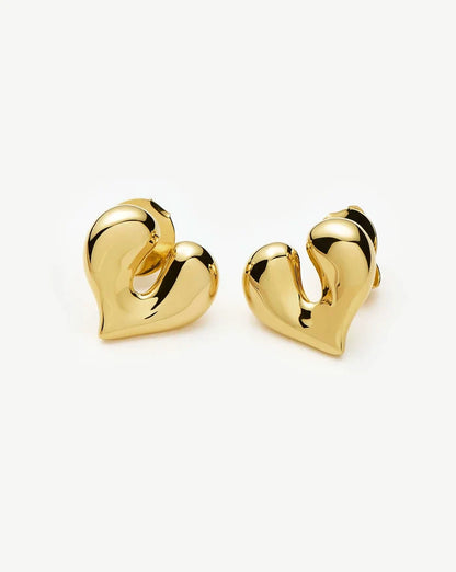 Molten Heart Stud Earrings | 18k Gold Plated Earrings Missoma