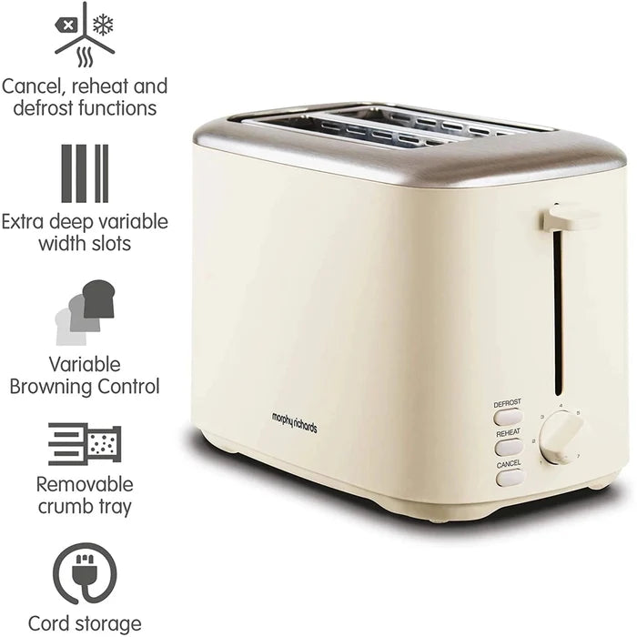 Morphy Richards Equip 2 Slice Cream Toaster | 222065 Morphy Richards Toaster Euronics Ireland