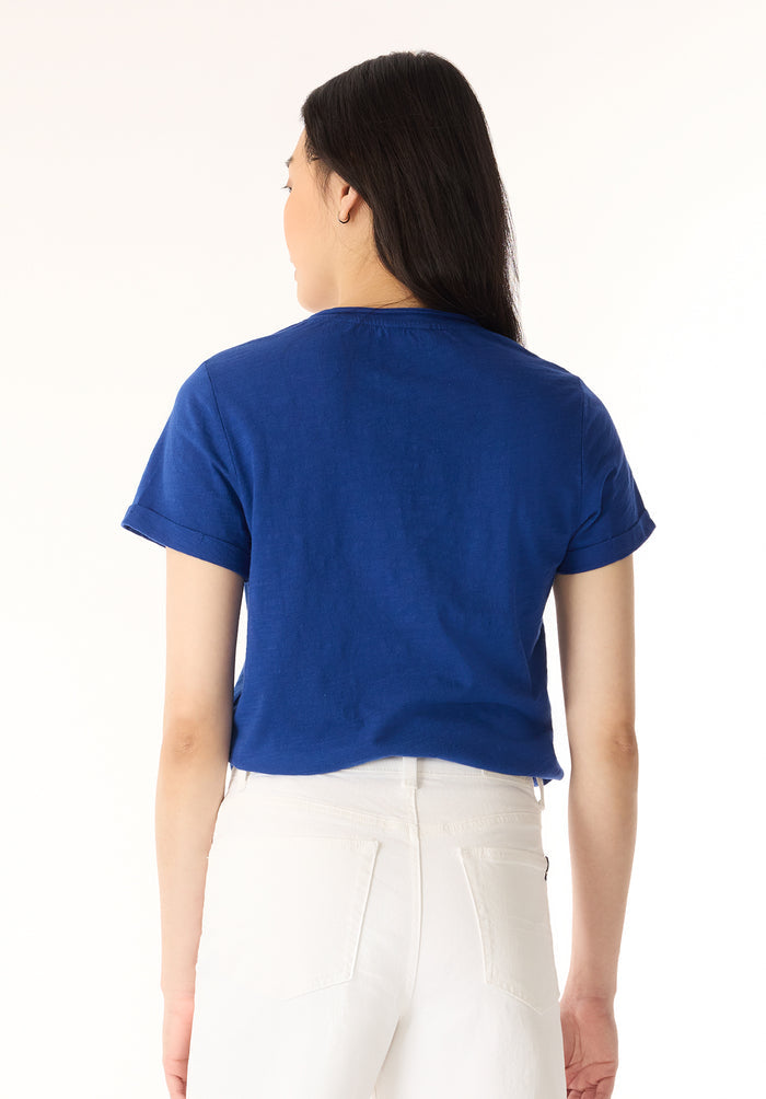 Buffalo Women T-Shirts Blue Knit Tees Short Sleeve