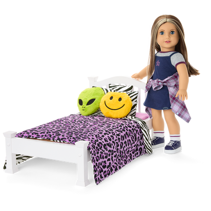 Nicki’s™ Bed & Animal-Print Bedding Set for 18-inch Dolls (Historical Characters)
