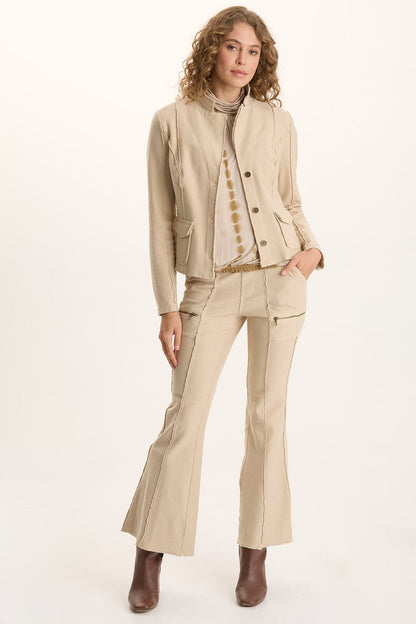 XCVI Ninian Twill Knit Zipper Pocket Flared Pant