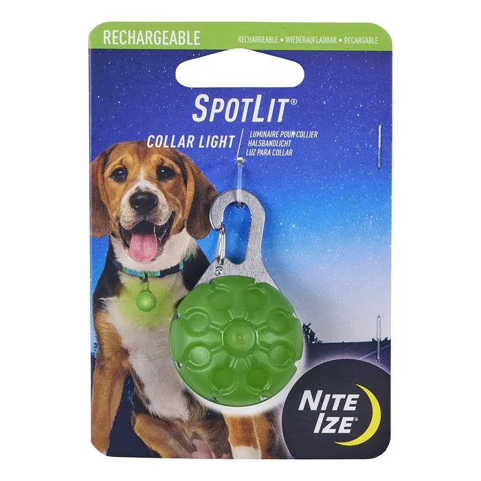 Nite Ize SpotLit® Rechargeable Collar Light - Green - Dog.Dog.Cat.