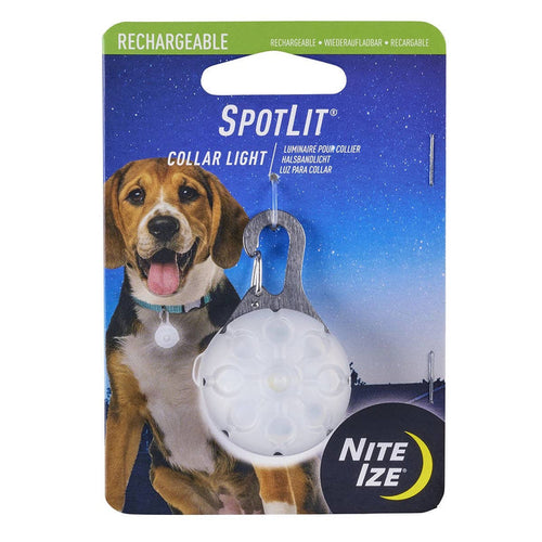 Nite Ize SpotLit® Rechargeable Collar Light - White - Dog.Dog.Cat.