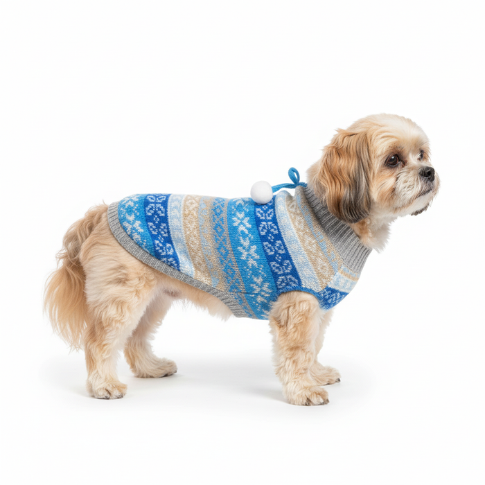 Small Dog in Norwegian Sweater - Side Profile