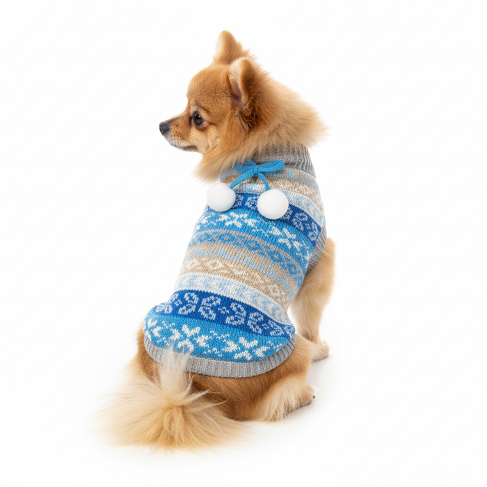 Extra Small Dog in Norwegian Sweater - Three-Quarter Back View