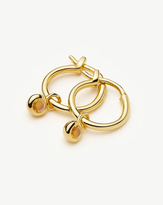 November Birthstone Mini Charm Hoop Earrings | 18k Gold Vermeil/Citrine Earrings Missoma