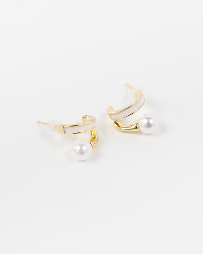 NYU NYU Gold and Pearl Loop Earrings