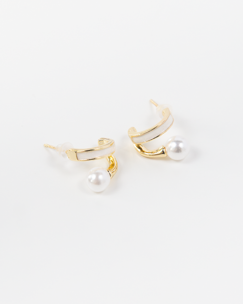 NYU NYU Gold and Pearl Loop Earrings
