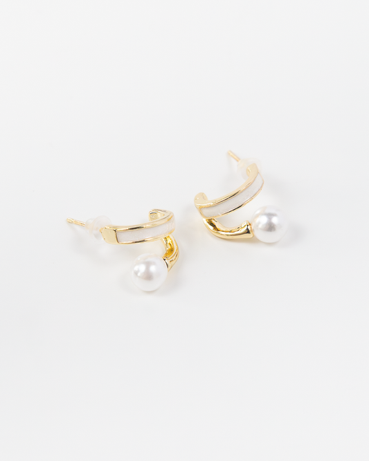 NYU NYU Gold and Pearl Loop Earrings