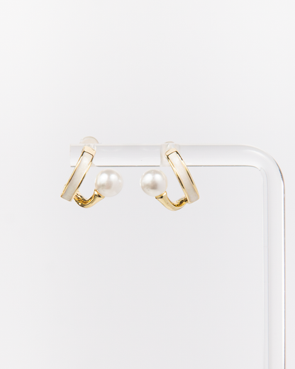 NYU NYU Gold and Pearl Loop Earrings