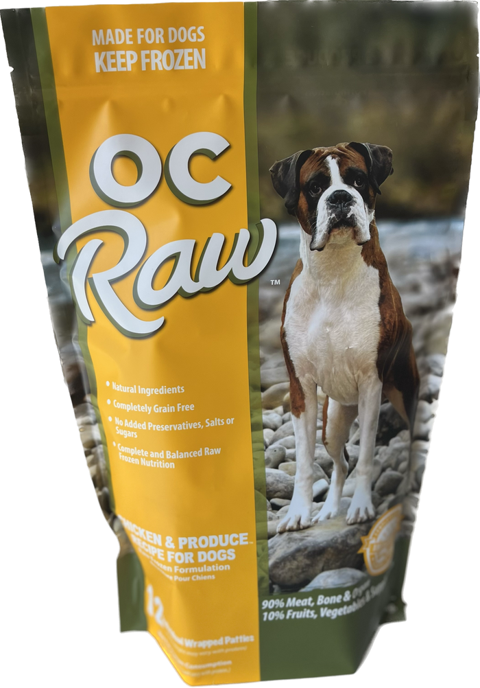 OC Raw Dog Grain-Free Frozen Chicken & Produce Patties - 6 lbs - Dog.Dog.Cat.