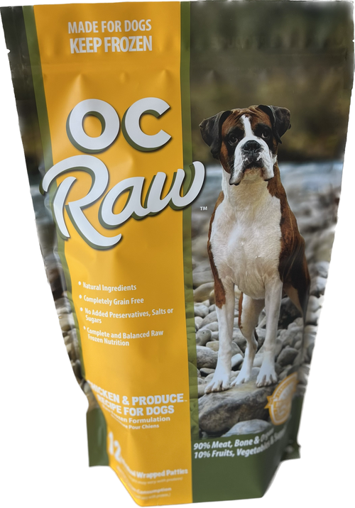 OC Raw Dog Grain-Free Frozen Chicken & Produce Patties - 6 lbs - Dog.Dog.Cat.
