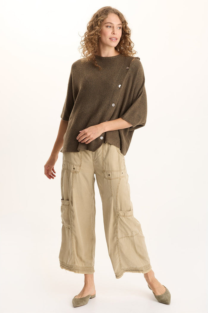 XCVI Osiris Asymmetrical Button Detail Knit Poncho