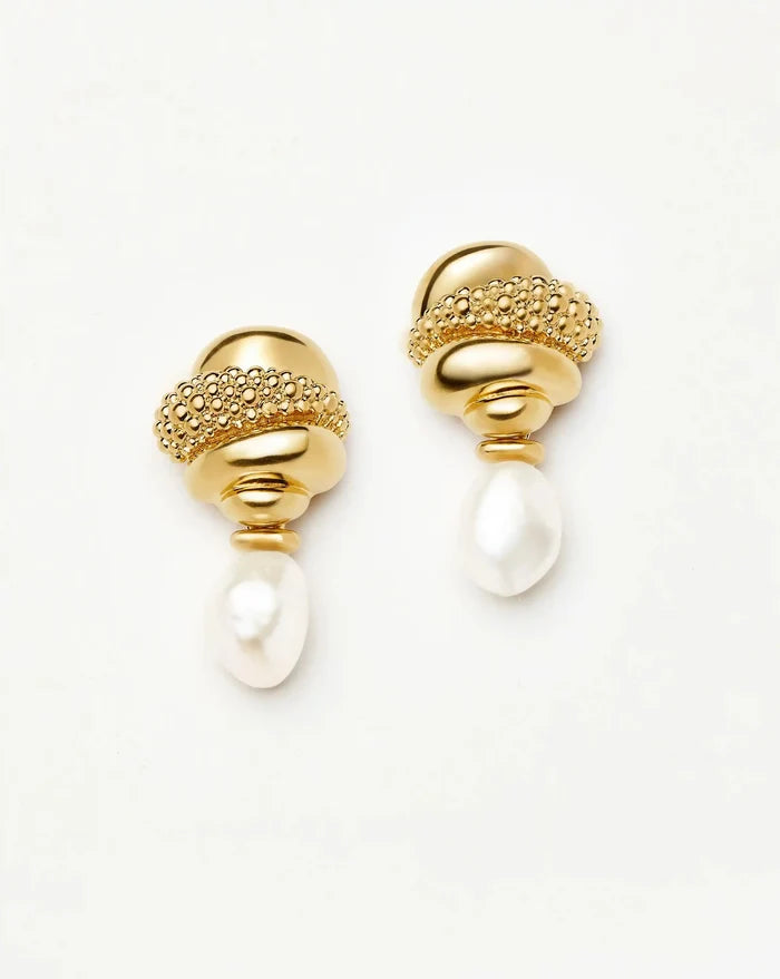 Pearl Baya Charm Drop Earrings | 18k Gold Plated/Pearl Earrings Missoma