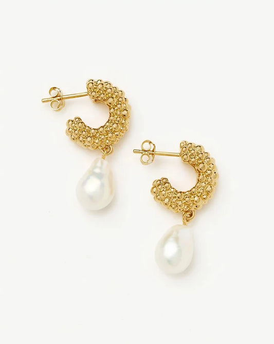 Pearl Baya Charm Hoop Earrings | 18k Gold Plated/Pearl Earrings Missoma