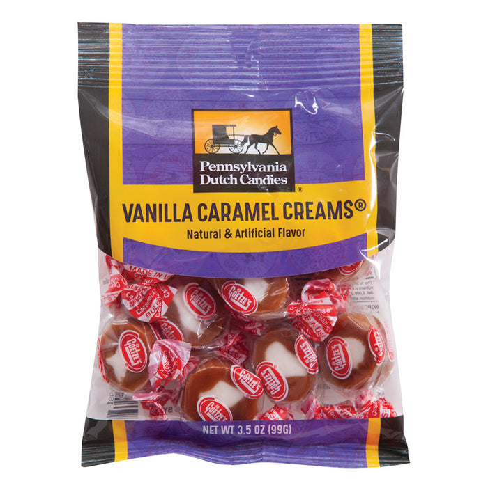 Pennsylvania Dutch Co. Goetze's Caramel Creams Candy Peg Bag Clear Window - 12 Count