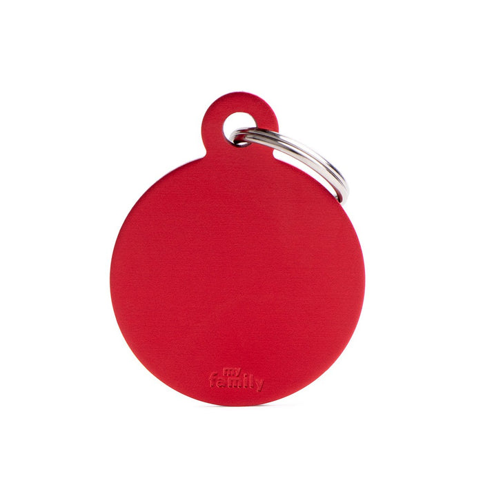 Personalized Red Circle Dog ID Tag - Custom Engraved Aluminum | MyFamily - Dog.Dog.Cat.