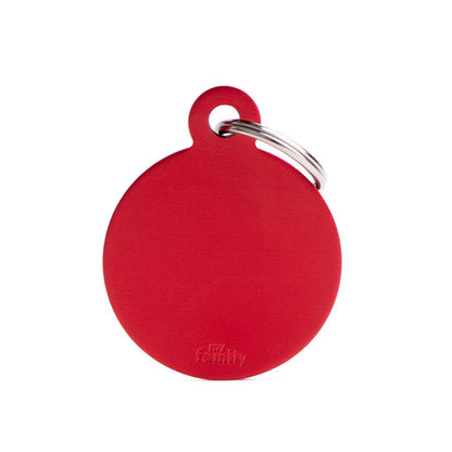 Personalized Red Circle Dog ID Tag - Custom Engraved Aluminum | MyFamily - Dog.Dog.Cat.