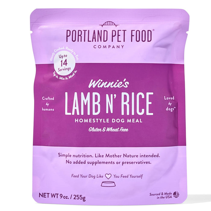 Portland Pet Food Company - Winnie's Lamb N' Rice Human Grade Fresh Wet Food Dog Pouches - Dog.Dog.Cat.
