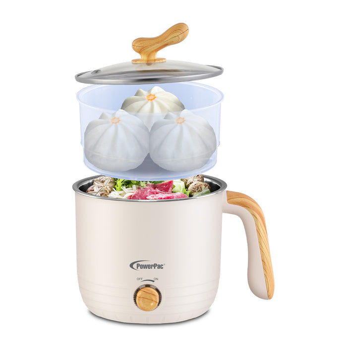 PowerPac 1.2L Stainless Steel Multi Cooker, Steamboat, Steamer (PPJ2012) White