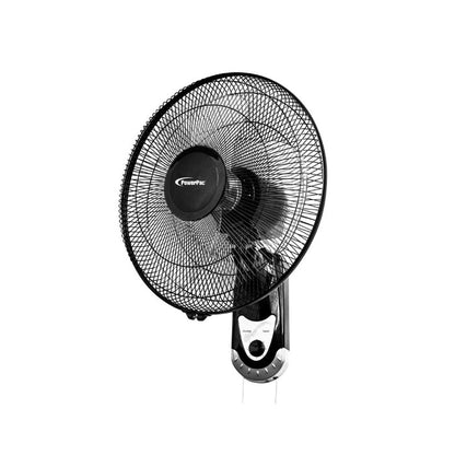 PowerPac 16" Wall Fan – Adjustable Tilt, Wide Oscillation, Safe & Easy Installation, Thermal Protection, 3-Speed, black, PPWF40
