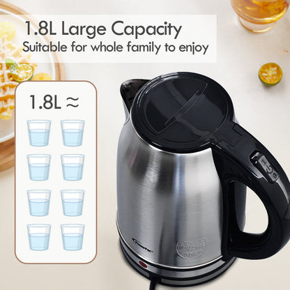 PowerPac Electric Kettle, Cordless Kettle Jug 1.8L Stainless Steel (PPJ2003)