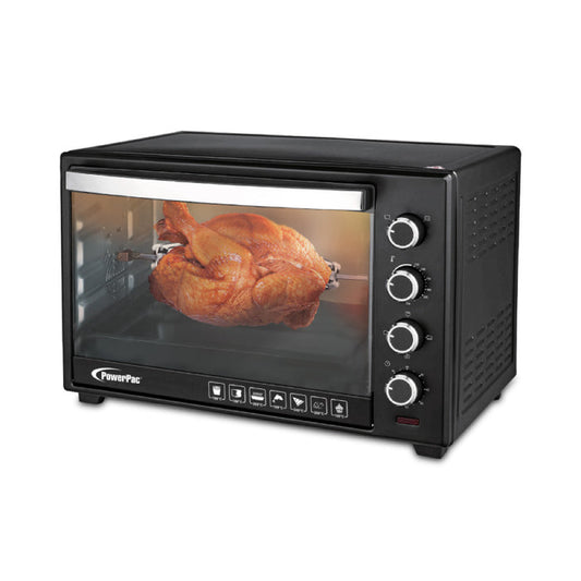 PowerPac Electric Oven 30L with Rotisserie & Convection Functions, 1 Trays & Wire Mesh (PPT30)