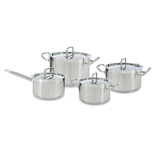 Precision pannenset 4-delig zilver vooraanzicht