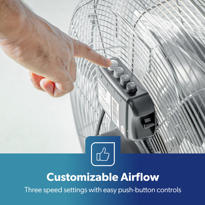 Premium 20-Inch Powerful 3-Speed Metal Floor Fan