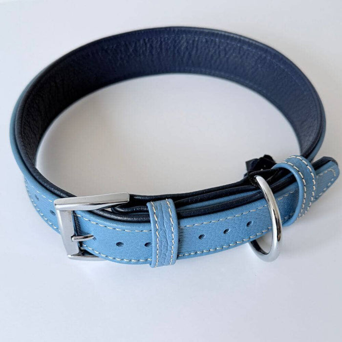Premium Leather Dog Collar | Turquoise & Navy Blue - Dog.Dog.Cat.