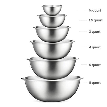 Premium Stainless Steel Mixing Bowls Set of 6 - Eco Trade Company