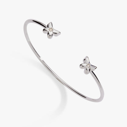 Puffy Butterfly Crystal Flex Cuff Bracelet