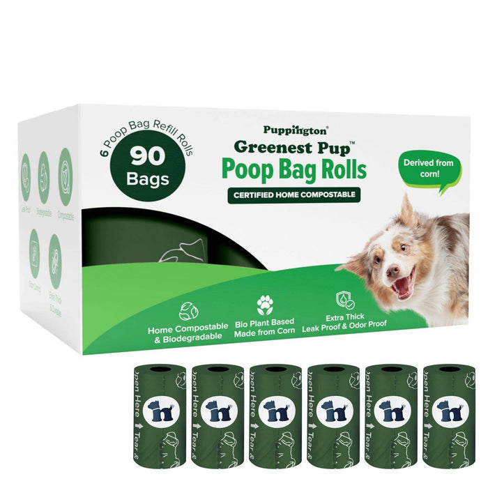Puppington - Triple-Certified Compostable Thick Dog Poop Bags - Dog.Dog.Cat.