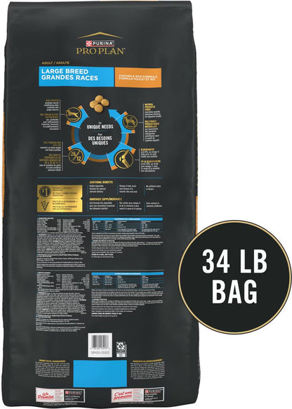 Purina Pro Plan Large Breed Chicken & Rice Dog Food - 34 lb - Dog.Dog.Cat.