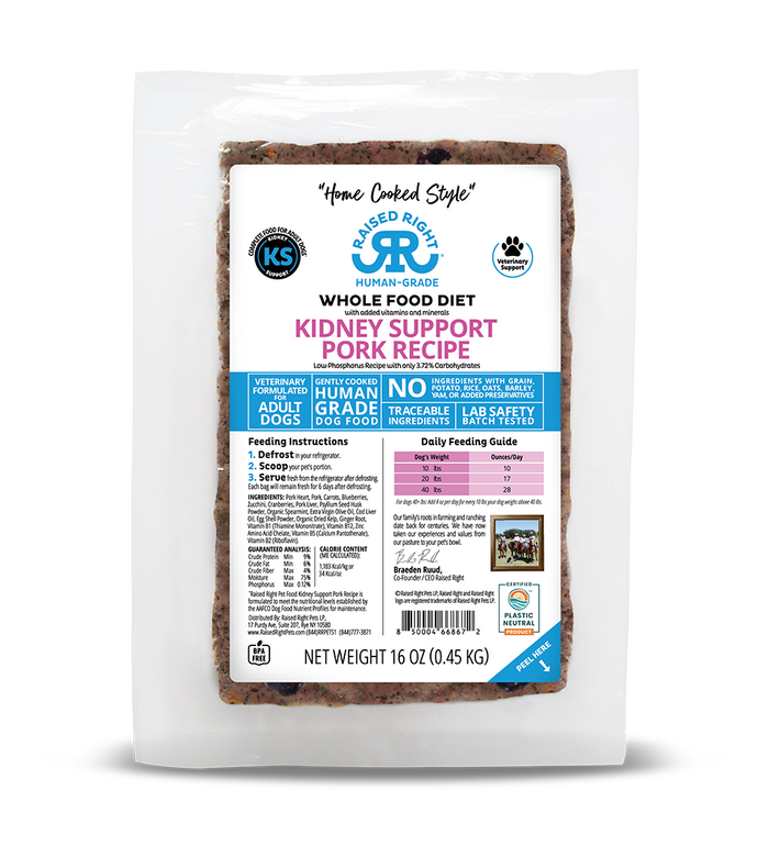 Raised Right Kidney Support Frozen Dog Food – Turkey, Beef & Pork - Dog.Dog.Cat.