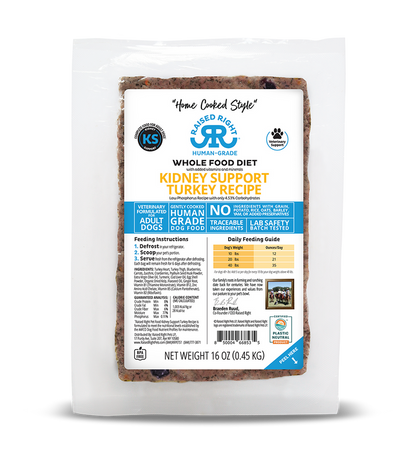 Raised Right Kidney Support Frozen Dog Food – Turkey, Beef & Pork - Dog.Dog.Cat.