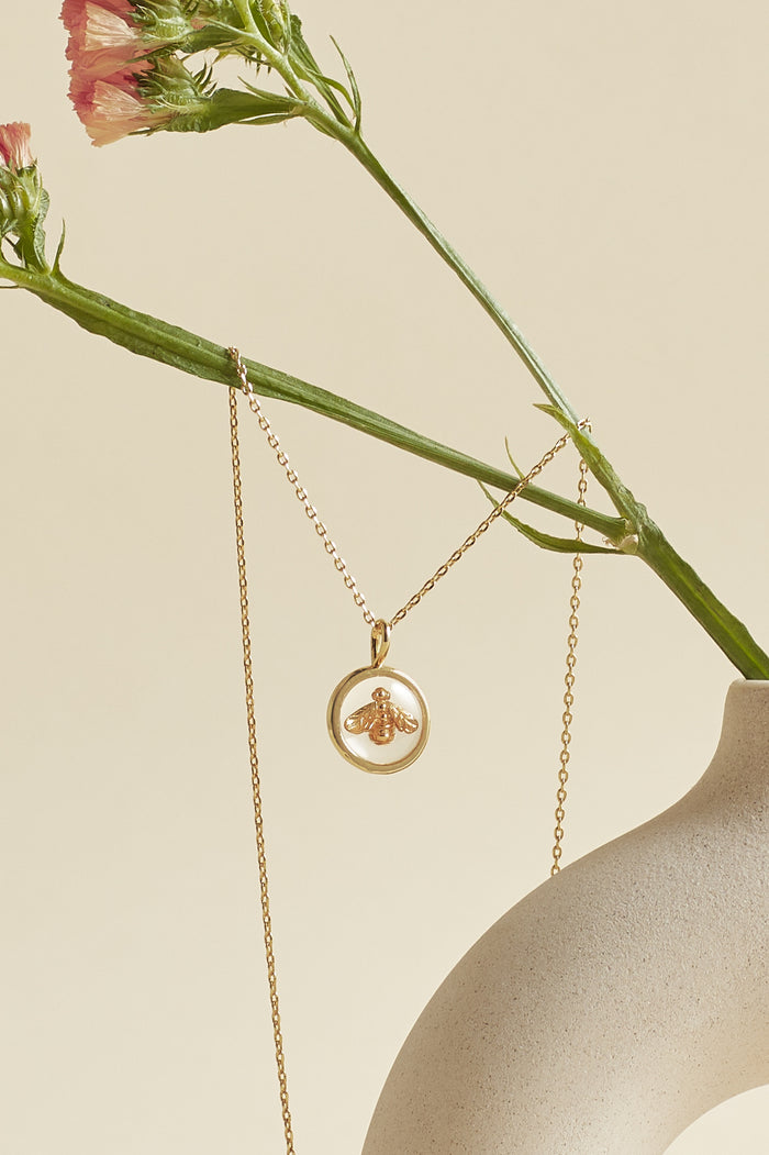 Resin Bee Pendant Necklace