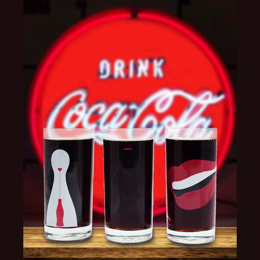 Retro Coca Cola Glass Set Of 3 - Clear