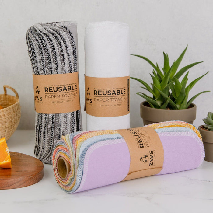 Reusable Paper Towels - 100% Organic Cotton, 12 or 24 Pack - SEATOPIA