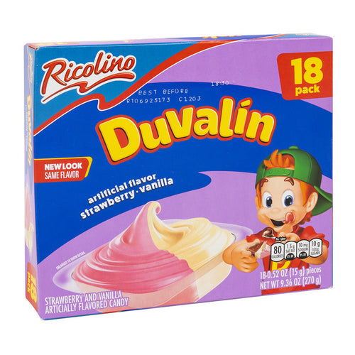 Ricolino Duvalin Bi Sabor Strawberry and Vanilla Candy - 18 Count