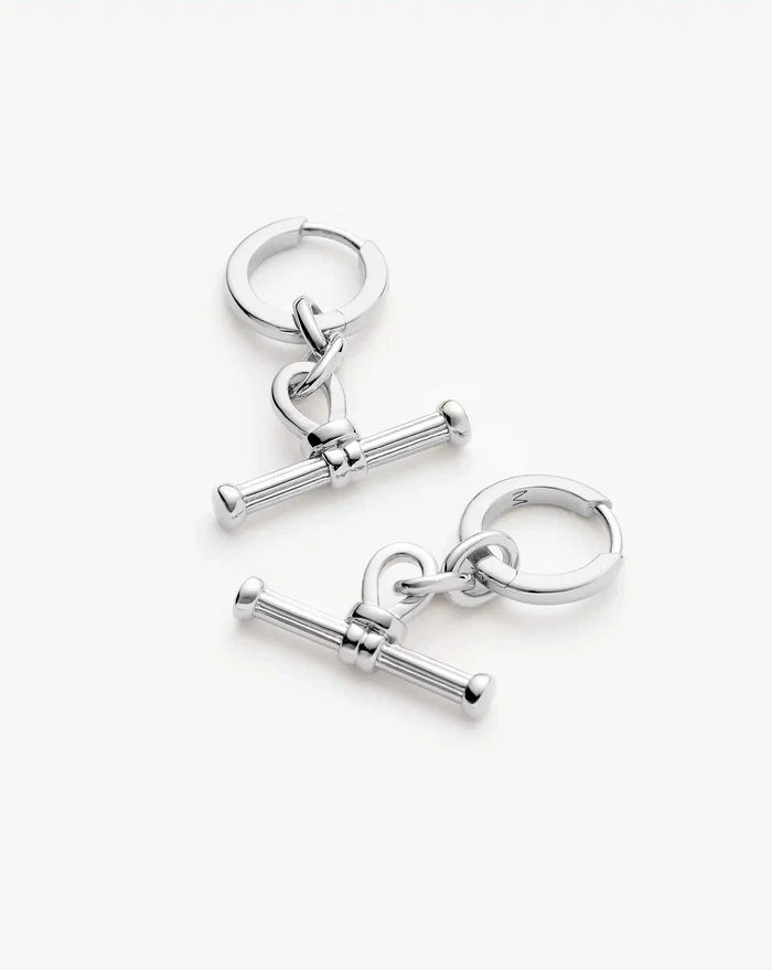 Ridge T-Bar Drop Huggies | Silver Plated Earrings Missoma