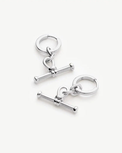 Ridge T-Bar Drop Huggies | Silver Plated Earrings Missoma